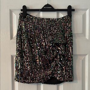 Sugarlips Sequin Pencil Mini Skirt Black Silver